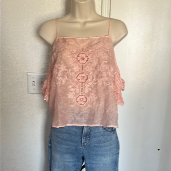 Guess NWT Boho Blush Pink Floral Camisole w Embroidery - Picture 1 of 7